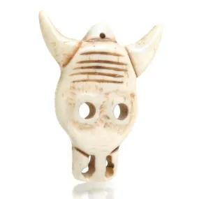 Carved Bone Cattle Skull Pendant