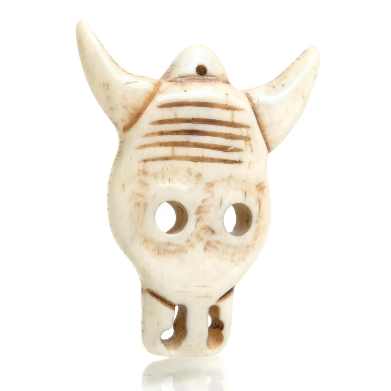 Carved Bone Cattle Skull Pendant