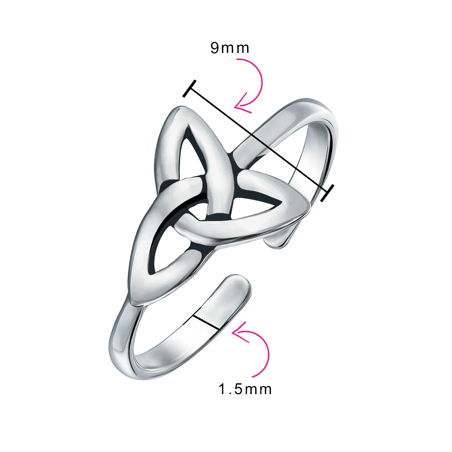 Celtic Trinity Knot Midi Toe Ring Oxidized Silver Sterling Silver Triquetra