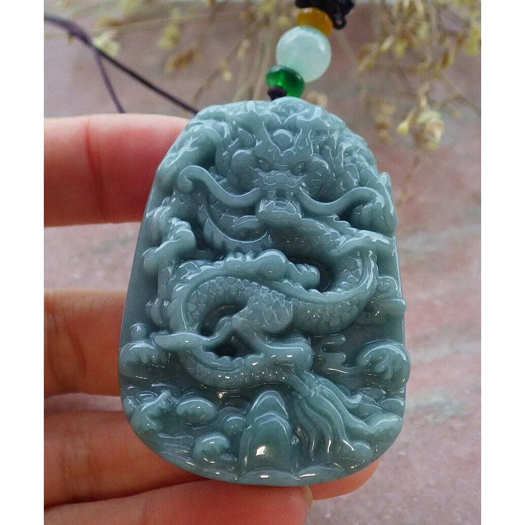 Certified Green Natural A Jade Pendant Dragon Necklace
