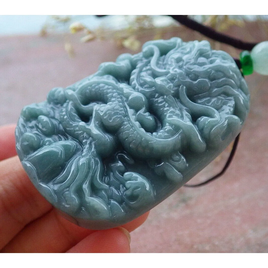 Certified Green Natural A Jade Pendant Dragon Necklace
