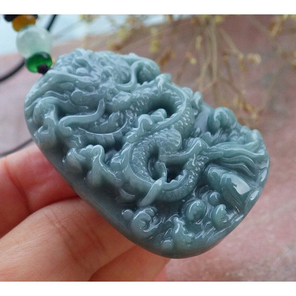 Certified Green Natural A Jade Pendant Dragon Necklace