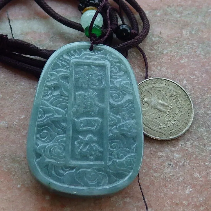 Certified Green Natural A Jade Pendant Dragon Necklace
