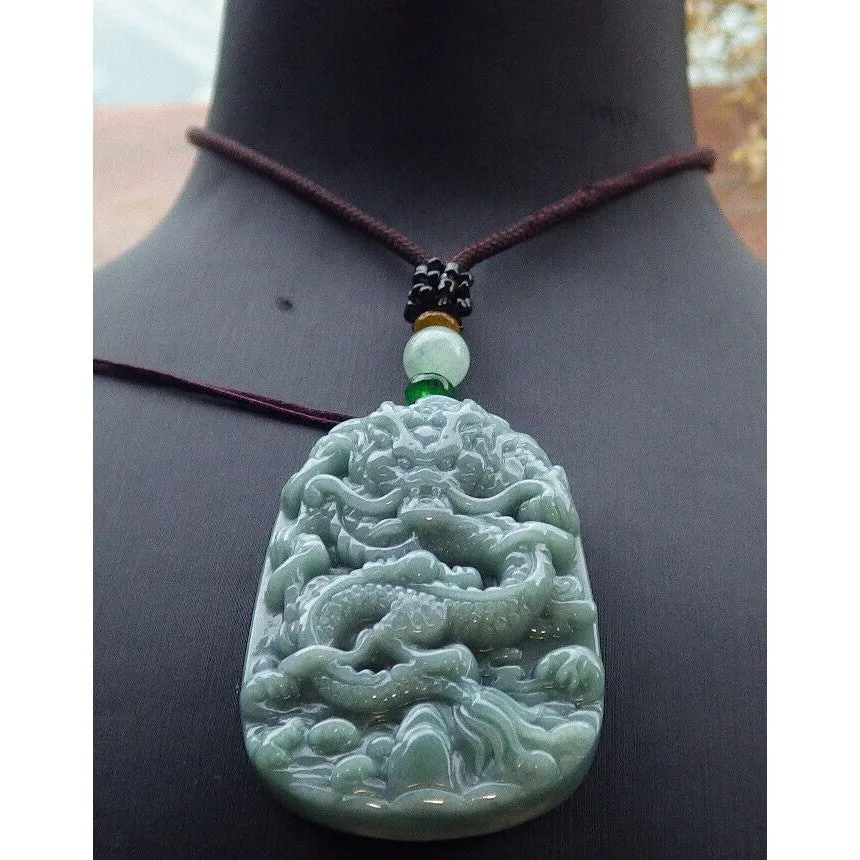 Certified Green Natural A Jade Pendant Dragon Necklace