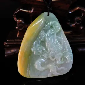 Certified Natural Hand-Carved A Jadeite Jade Pendant Necklace Dragon