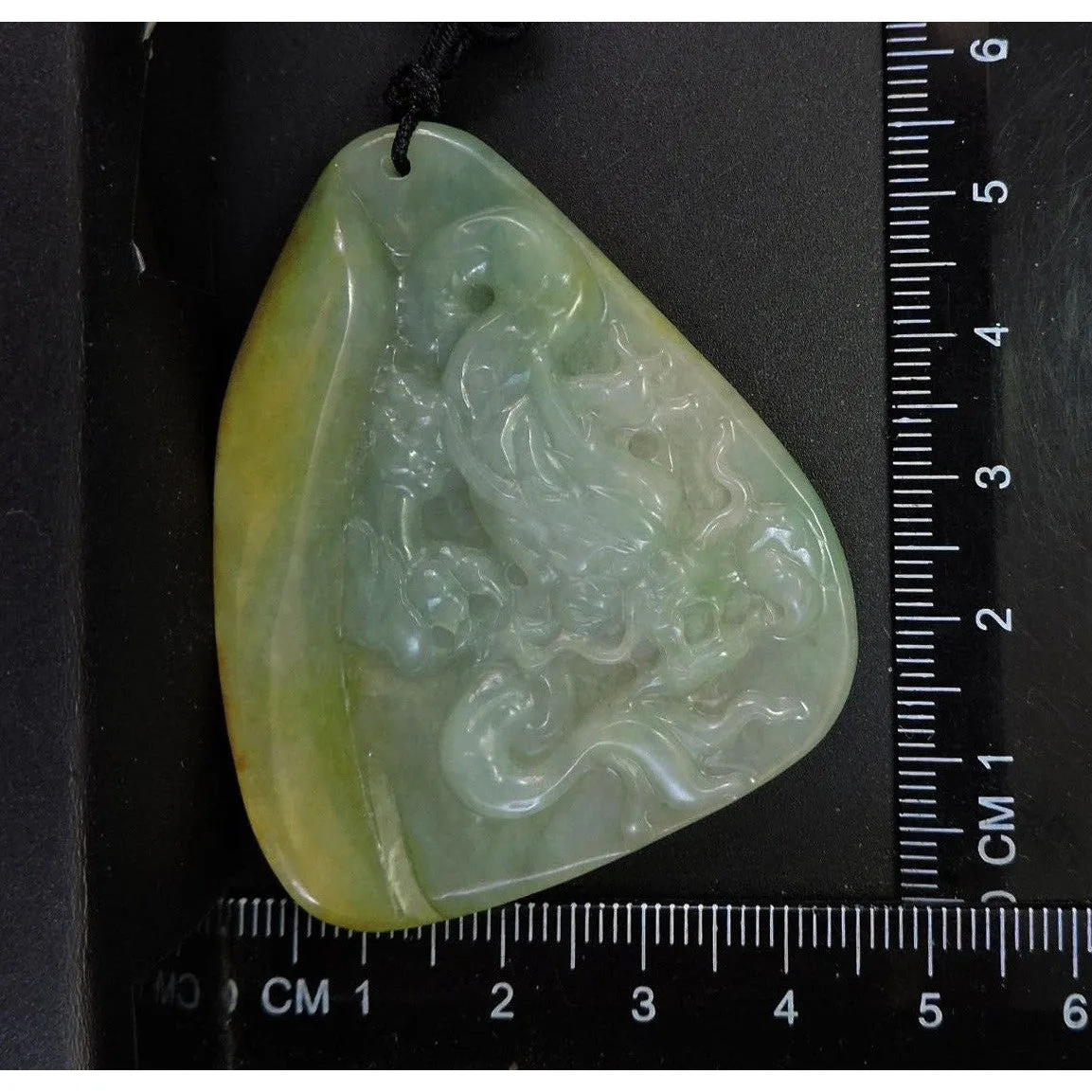 Certified Natural Hand-Carved A Jadeite Jade Pendant Necklace Dragon