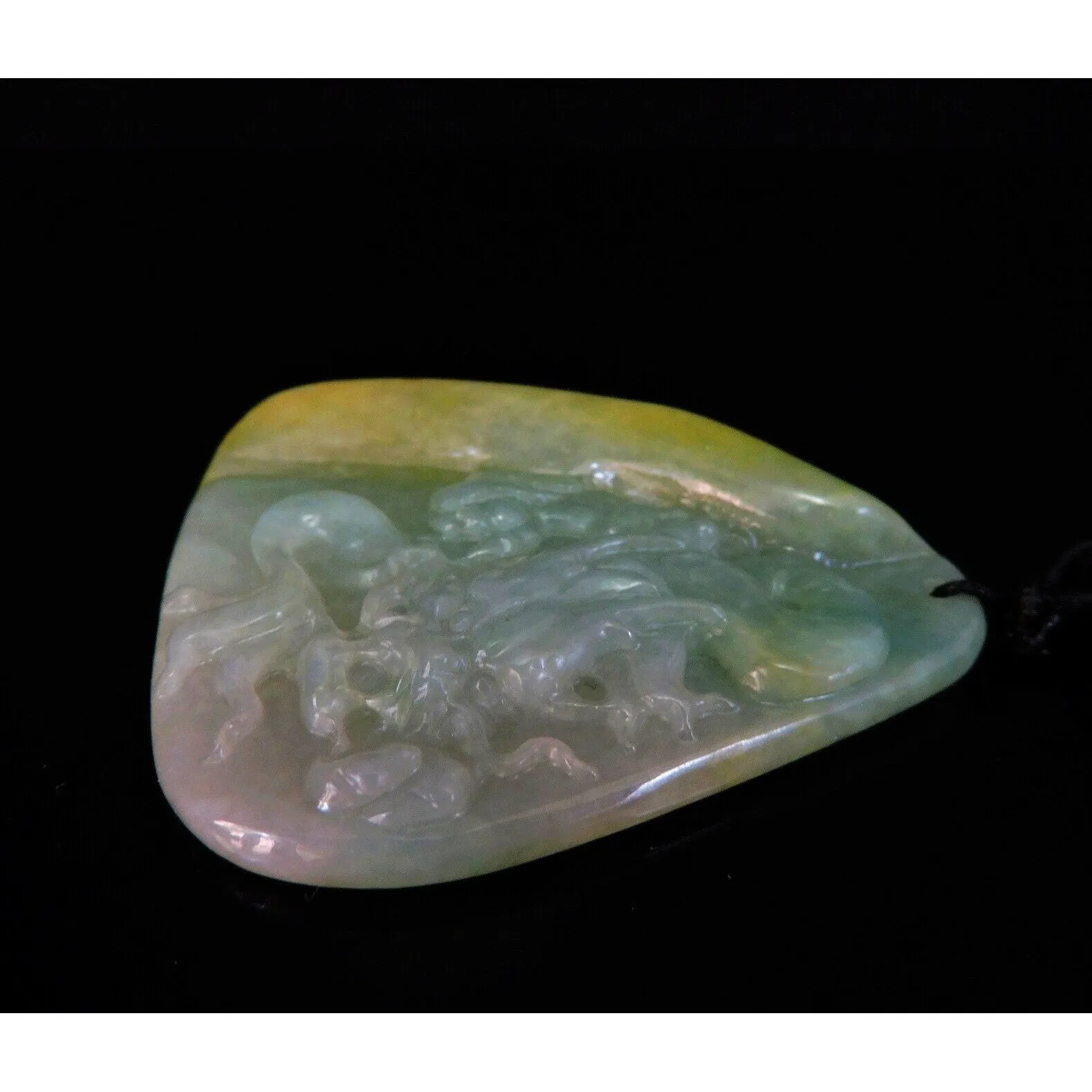Certified Natural Hand-Carved A Jadeite Jade Pendant Necklace Dragon