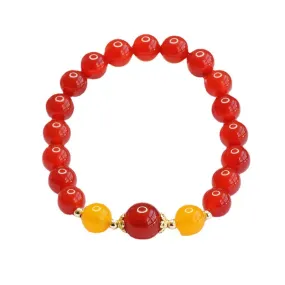 China-Chic Sterling Silver Red Agate and Yellow Chalcedony Bracelet for Women