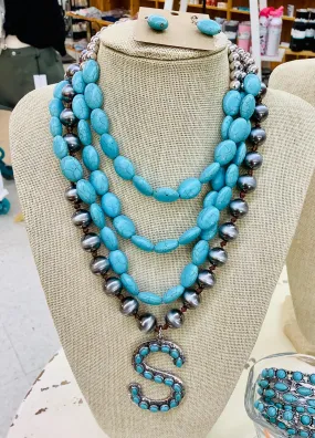 Chunky 3 Tier Turquoise Necklace