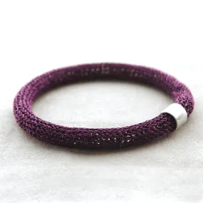 Chunky Bangle bracelet , Purple bracelet with a sterling tube bead