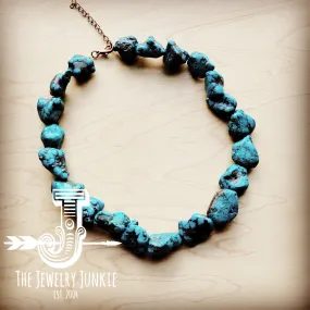 Chunky Blue/green Natural Turquoise Collar Length Necklace 255y