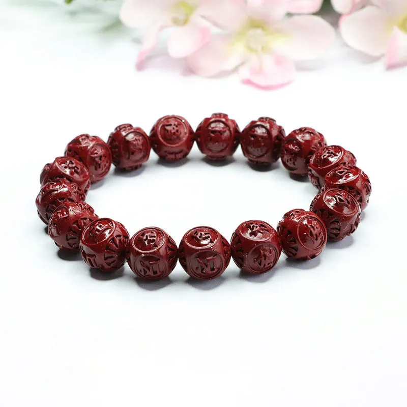 Cinnabar and Purple Gold Sand Bracelet with Sterling Silver Needle - Fortune's Favor Collection