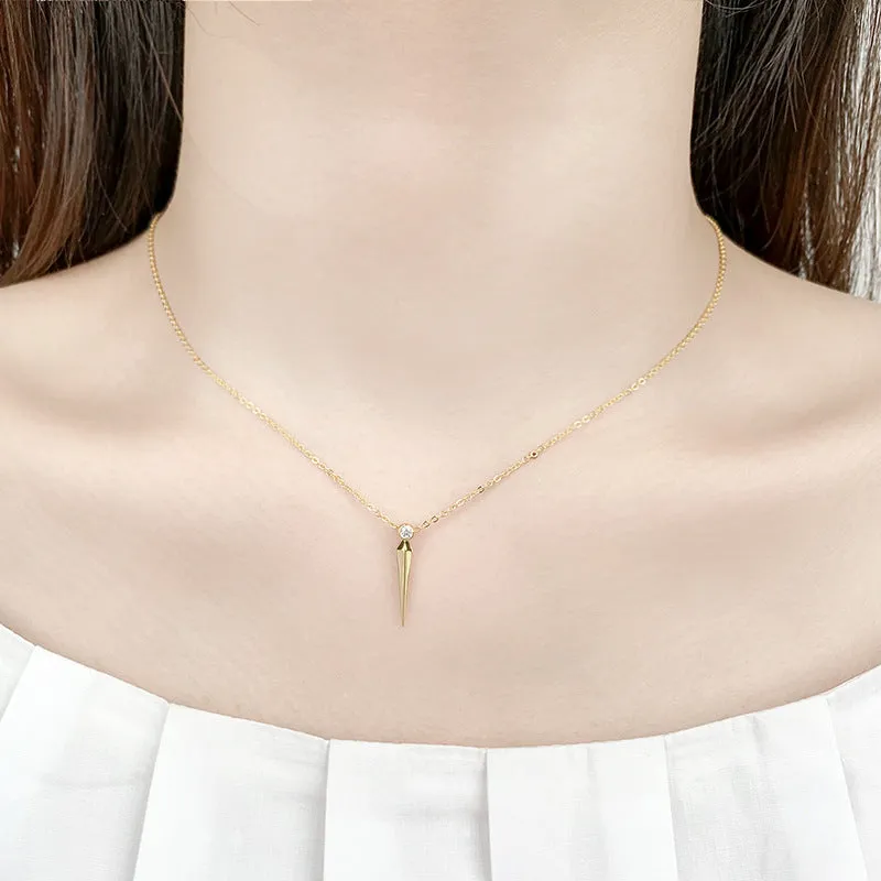 Circular Cone with Zircon Silver Necklace for Women