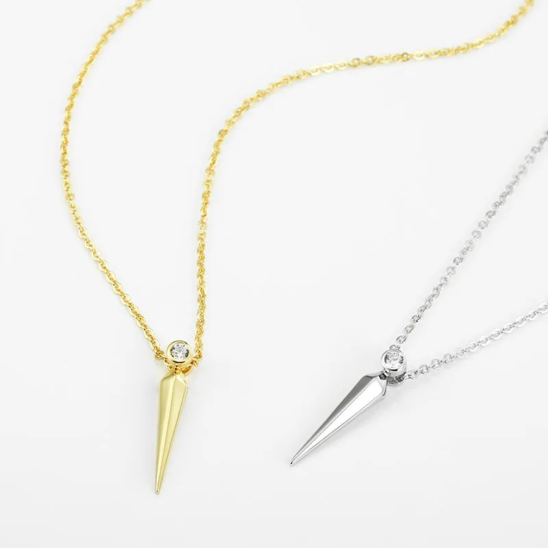 Circular Cone with Zircon Silver Necklace for Women