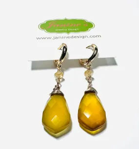 Citrine Drop Earrings/wire Wrapped earrings