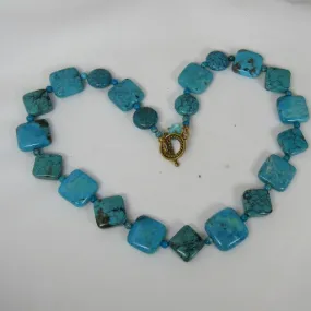 Classic Diamond & Square Turquoise Necklace