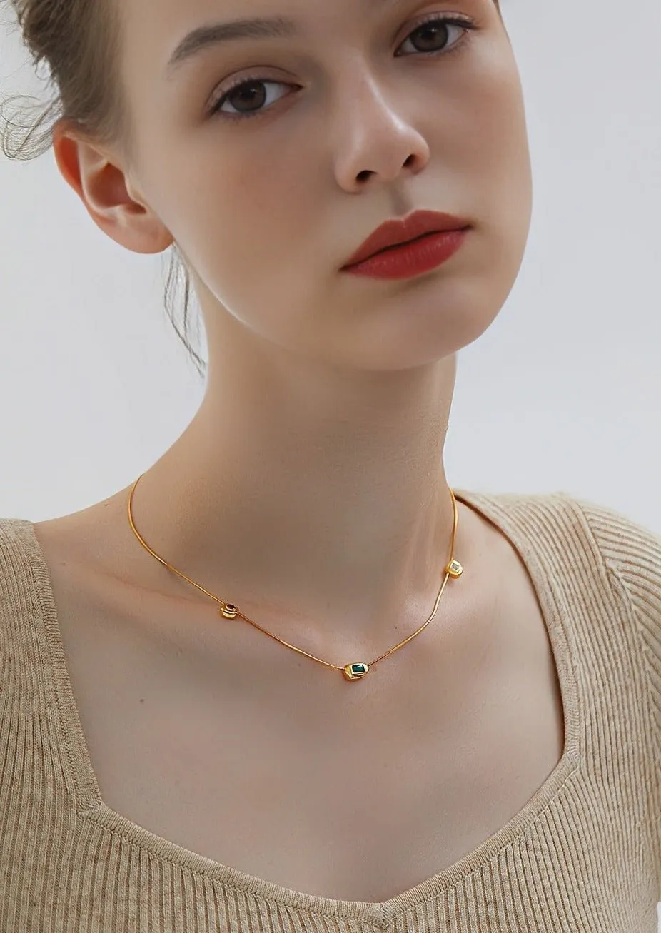 COLORED ZIRCON CHOKER NECKLACE