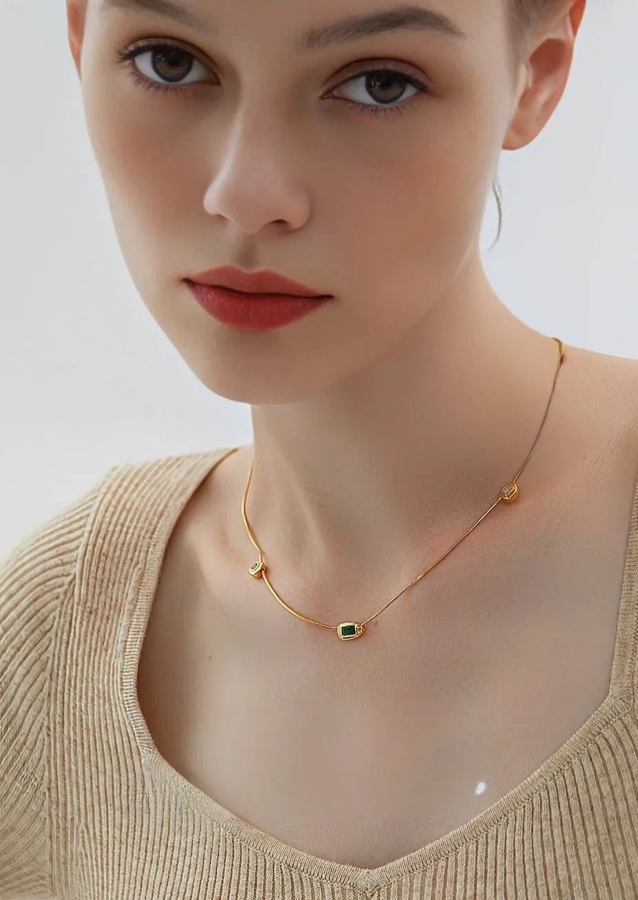COLORED ZIRCON CHOKER NECKLACE