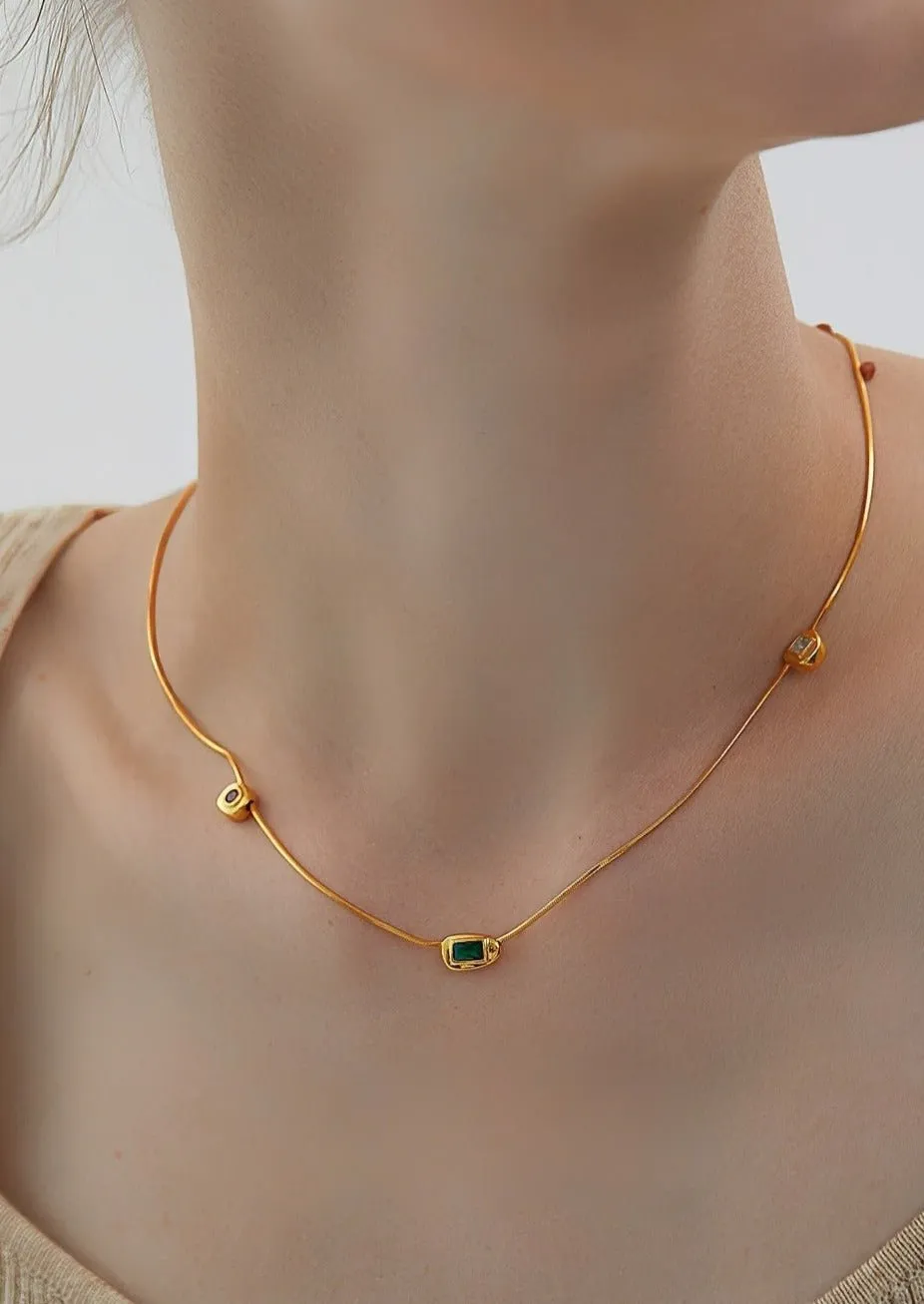 COLORED ZIRCON CHOKER NECKLACE