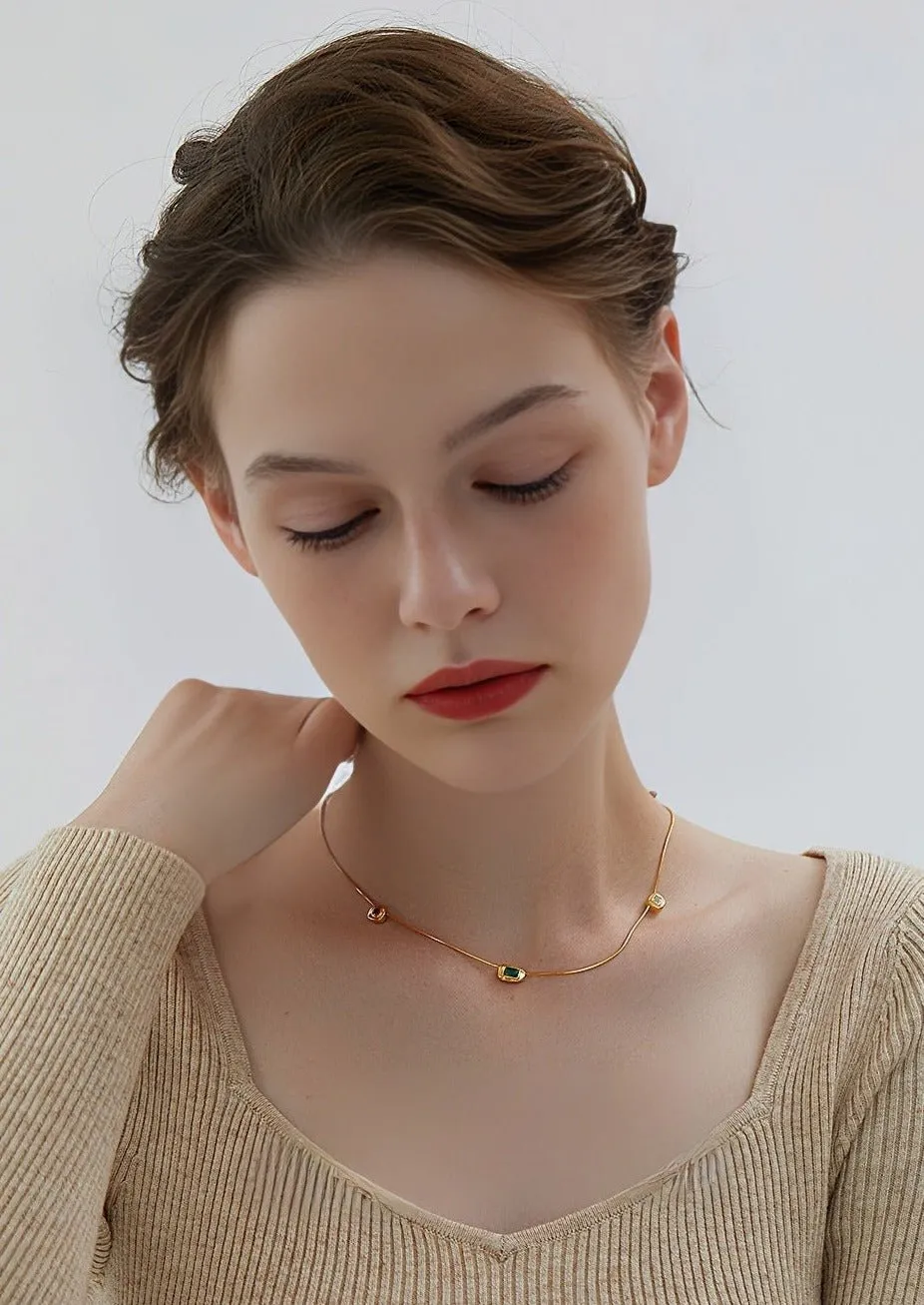 COLORED ZIRCON CHOKER NECKLACE