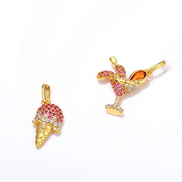 Colourful Zircon Strawberry Sundae Sterling Silver Pendant