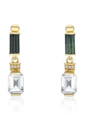 Column emerald cut drop earrings