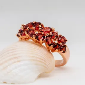 Corsen Garnet Rose Gold Ring in Sterling Silver