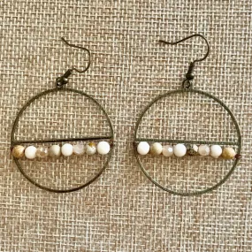 Cream and Tan Round Earrings