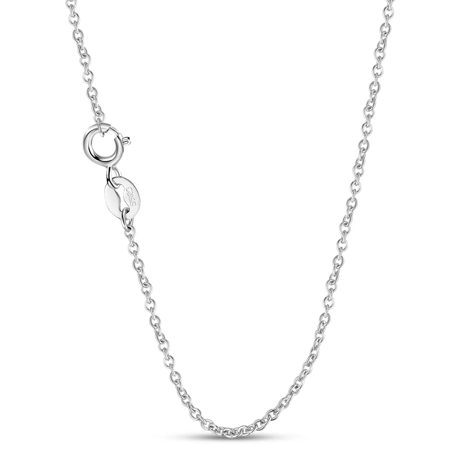 Crescent Moon with Cat and Bat Zircon Silver Necklace