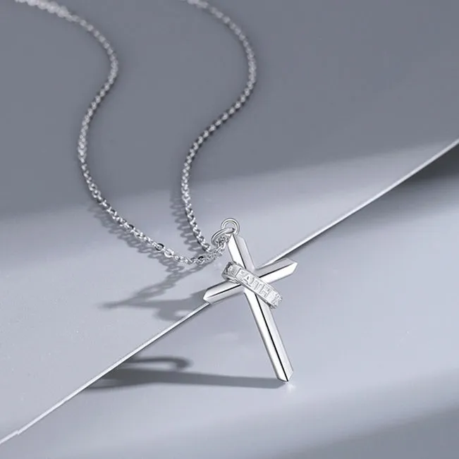 Cross Pendant Silver Necklace for Women