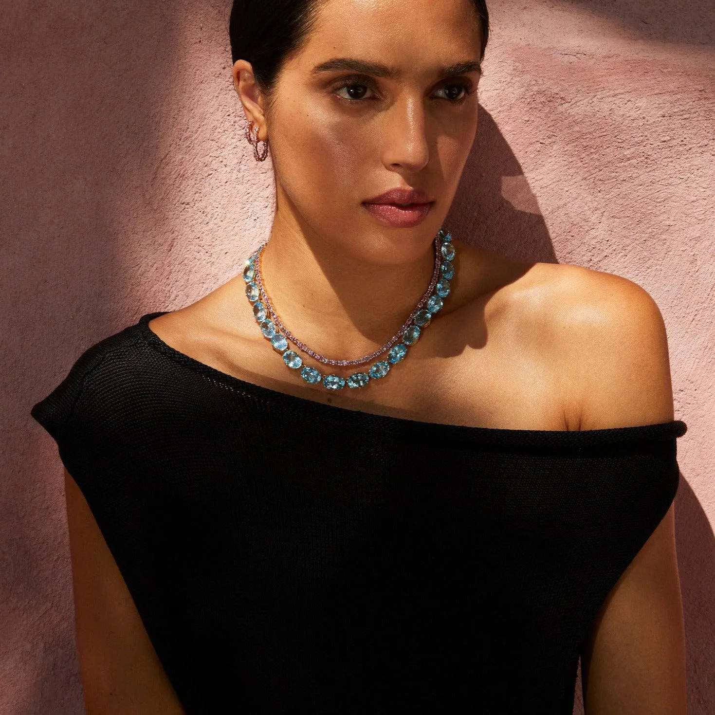 Crown Necklace Blue Topaz