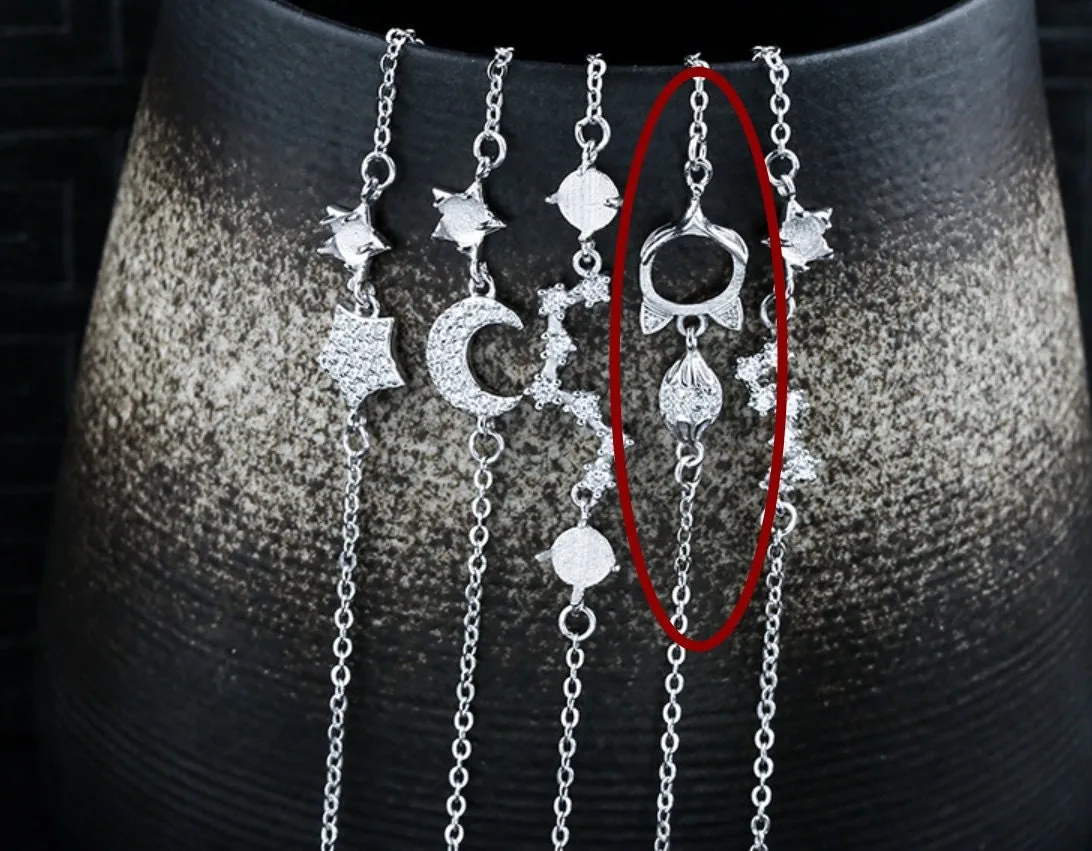 Crystals Fox Oval Base Chain Bracelet Setting Tray Bulk Sterling Silver Fine 925 7x8mm For One Stone Bead Adjustable DIY Jewelry Wholesale