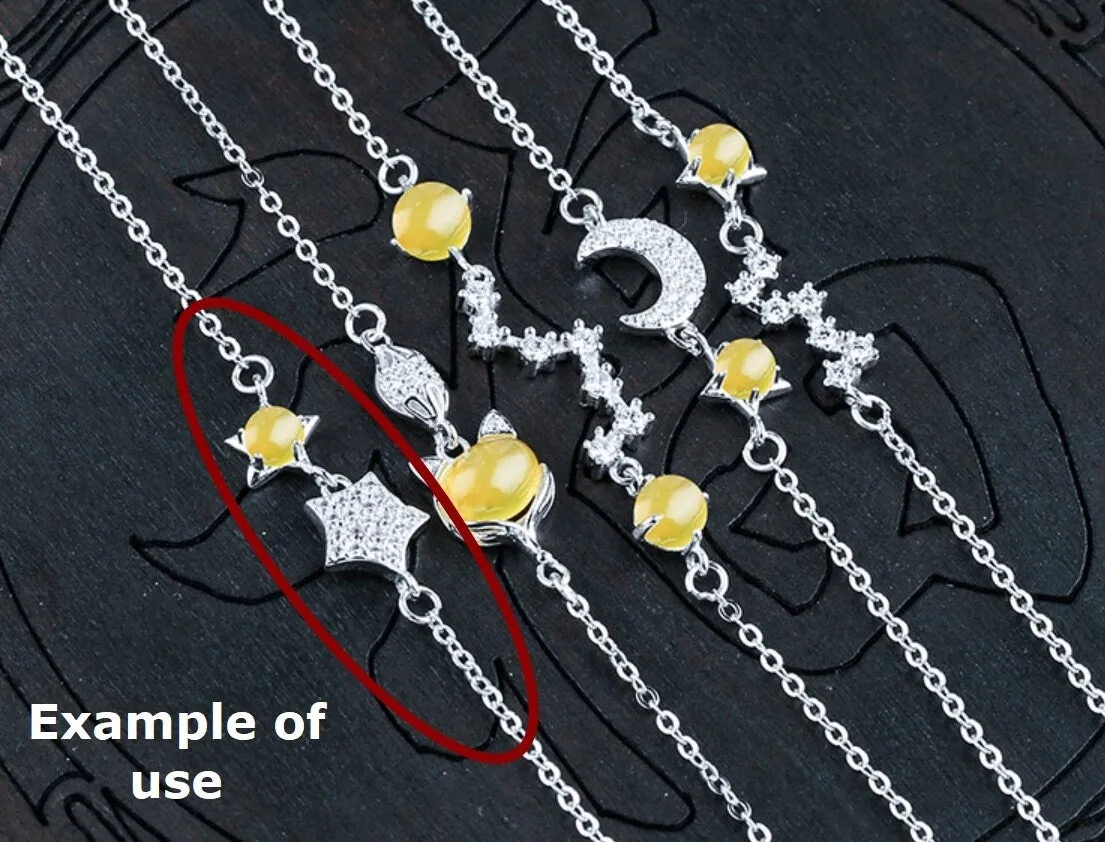 Crystals Stars Chain Bracelet Setting Tray Bulk Sterling Silver Fine 925 3x3mm For One Stone Five Prongs Adjustable DIY Jewelry Wholesale
