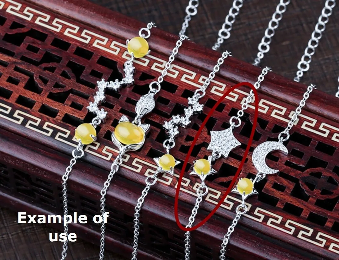 Crystals Stars Chain Bracelet Setting Tray Bulk Sterling Silver Fine 925 3x3mm For One Stone Five Prongs Adjustable DIY Jewelry Wholesale