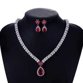 Cubic zirconia bride wedding necklace earring set CN10052