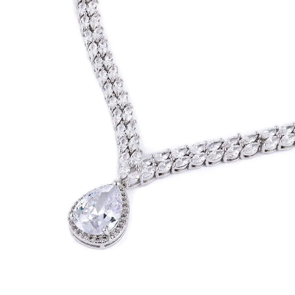 Cubic zirconia bride wedding necklace earring set CN10052