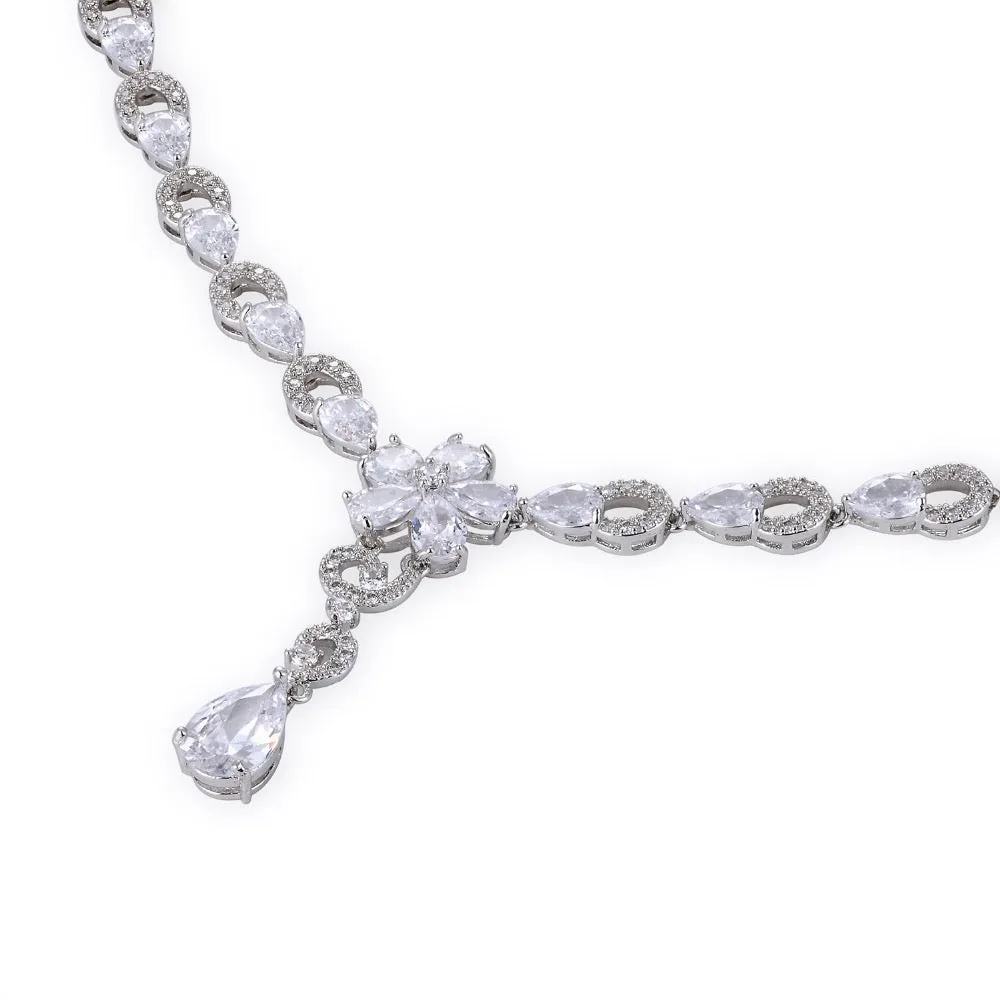 Cubic zirconia bride wedding necklace earring set CN10114