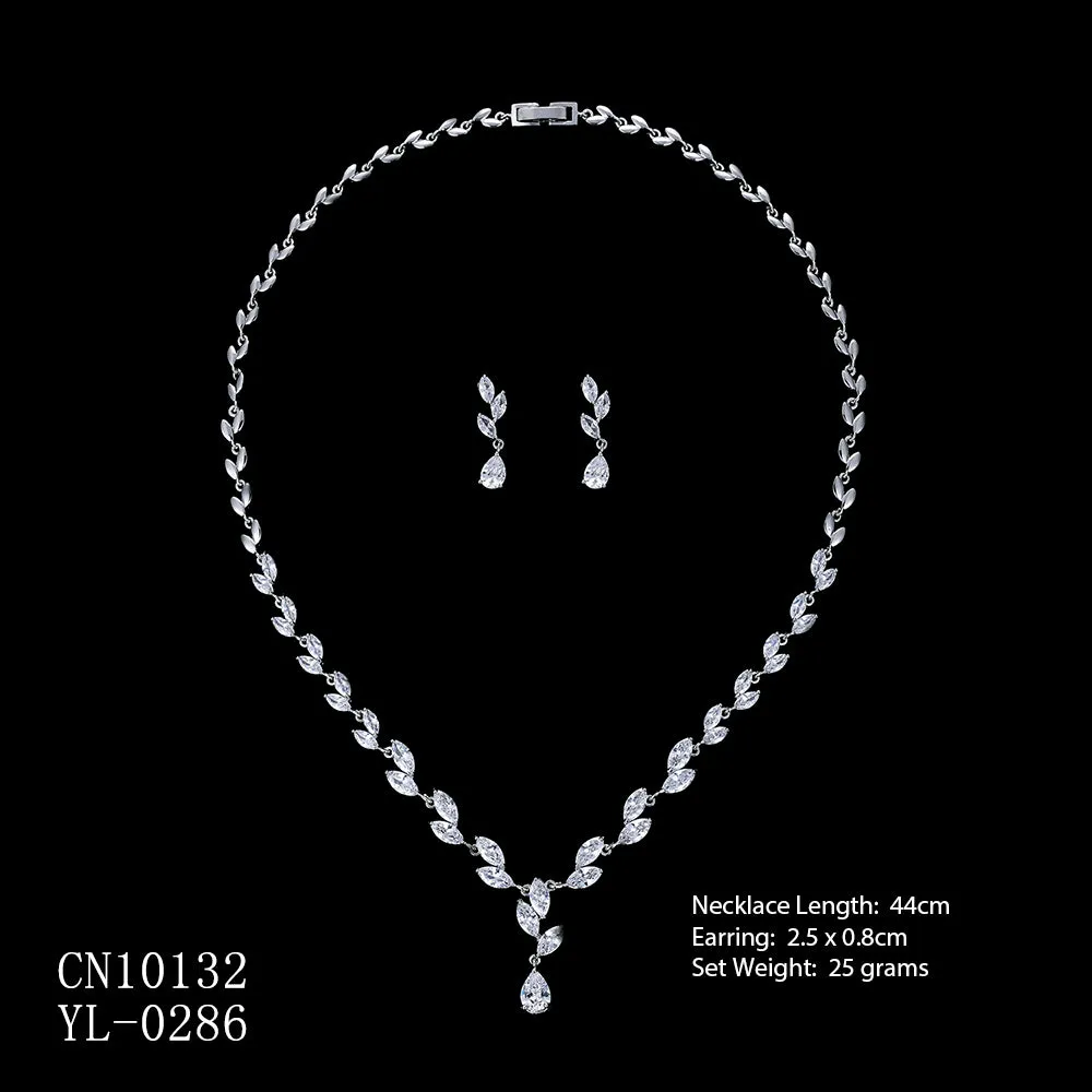 Cubic zirconia bride wedding necklace earring set CN10132
