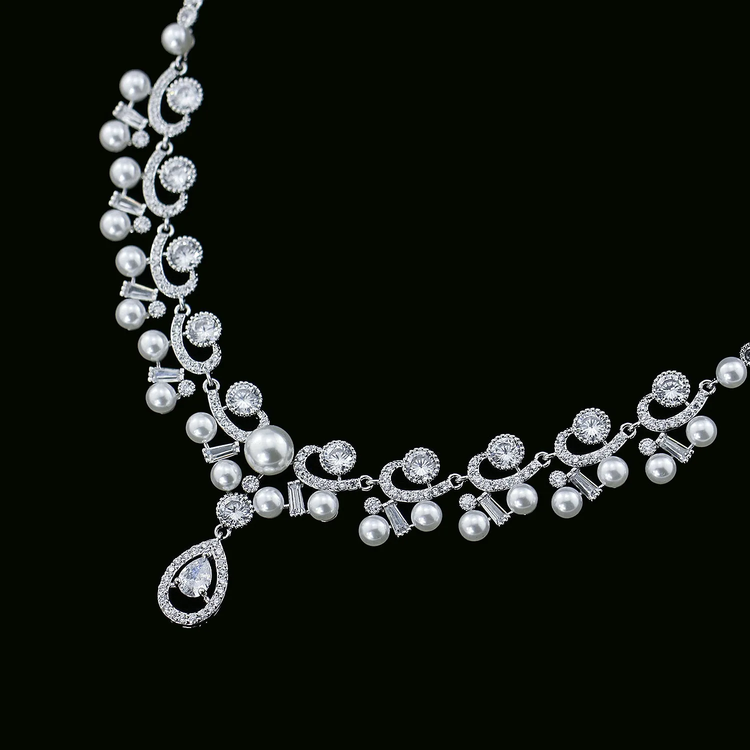 Cubic zirconia bride wedding necklace earring set CN10234