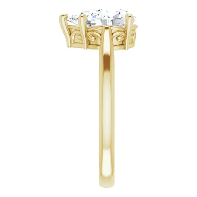 Cubic Zirconia Engagement Ring- The Abbey Ro (Customizable Pear Cut Solitaire with 'Incomplete' Decorations)