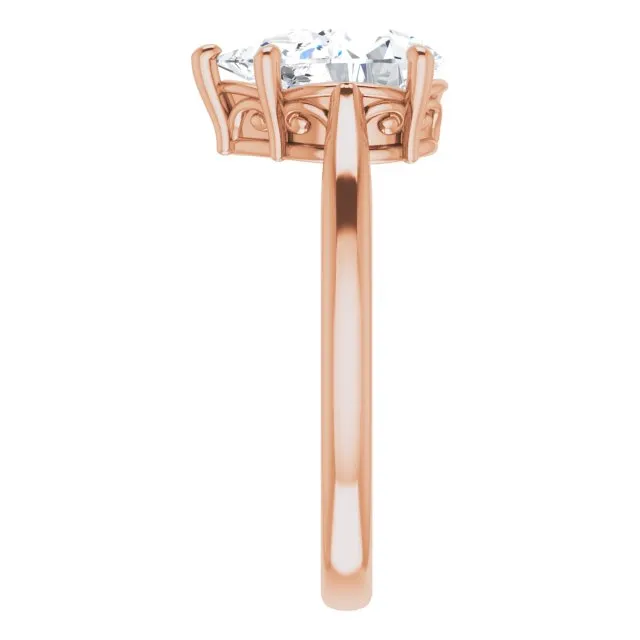 Cubic Zirconia Engagement Ring- The Abbey Ro (Customizable Pear Cut Solitaire with 'Incomplete' Decorations)
