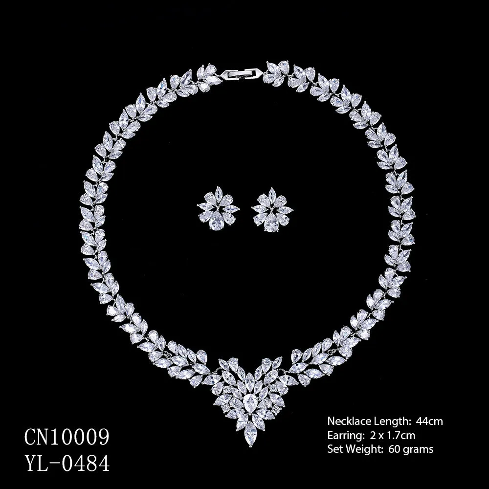 Cubic zirconia Necklace Earring Set for Wedding, Bridesmaid Jewelry CN10009