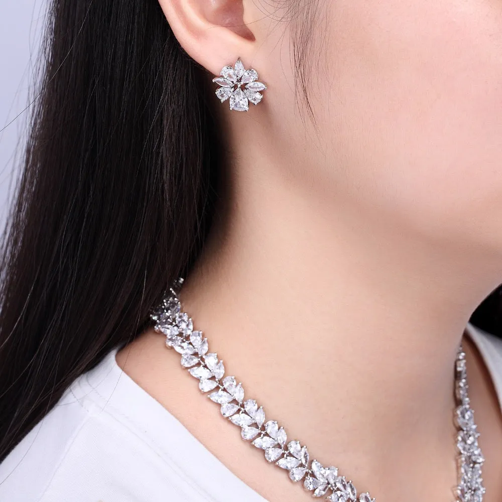 Cubic zirconia Necklace Earring Set for Wedding, Bridesmaid Jewelry CN10009