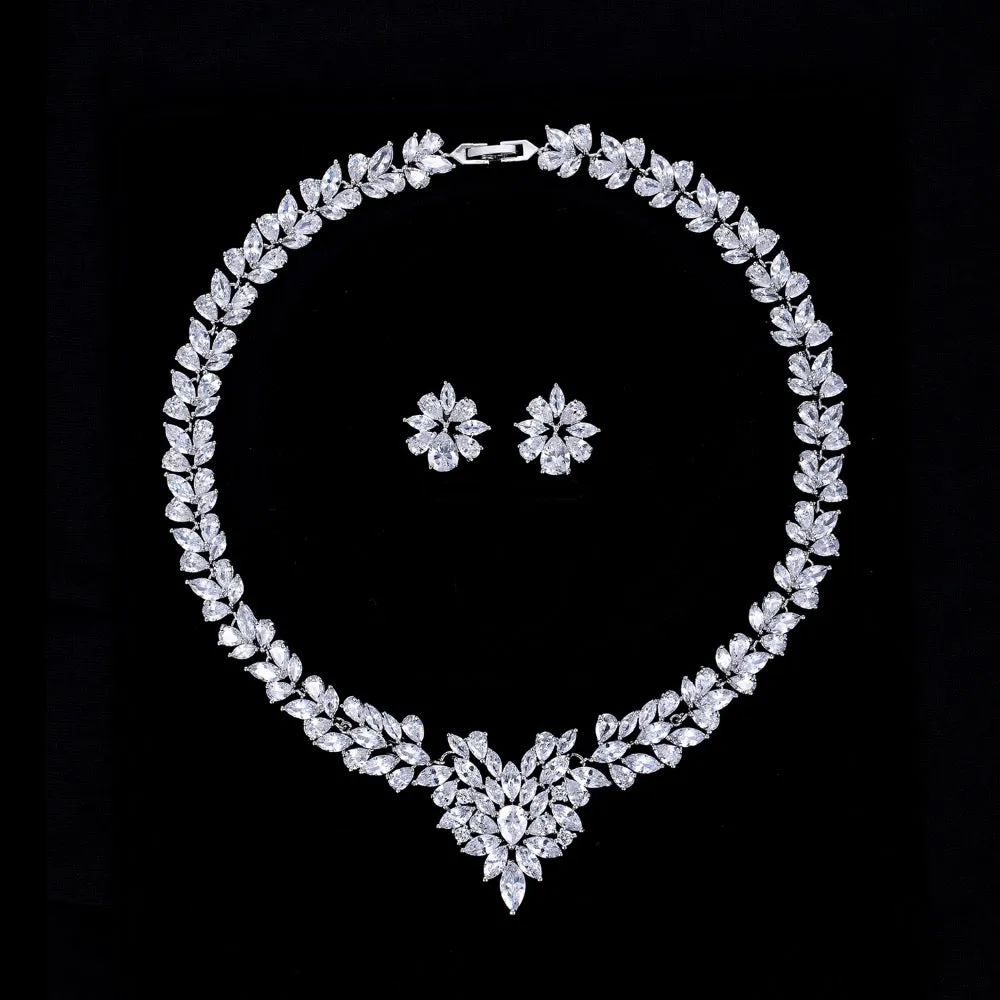 Cubic zirconia Necklace Earring Set for Wedding, Bridesmaid Jewelry CN10009