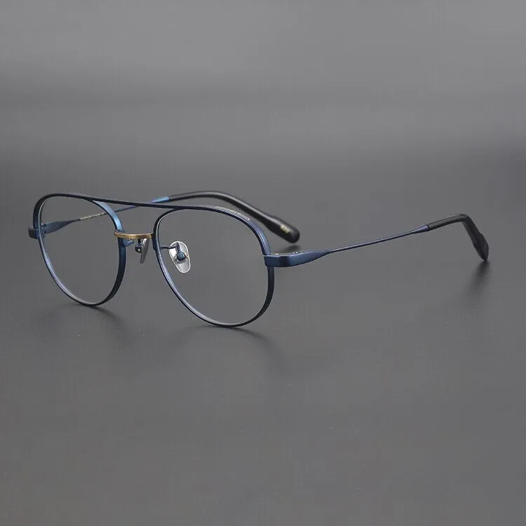 Cubojue Unisex Full Rim Oval Double Bridge Titanium Hyperopic Reading Glasses