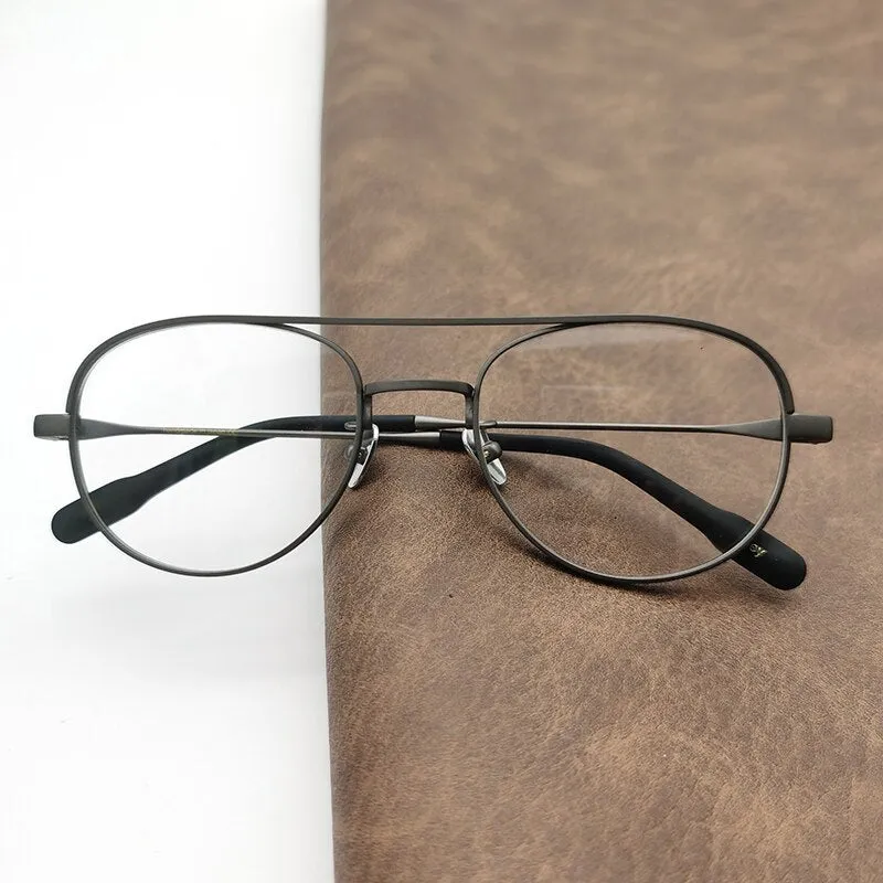 Cubojue Unisex Full Rim Oval Double Bridge Titanium Hyperopic Reading Glasses