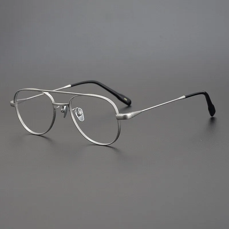 Cubojue Unisex Full Rim Oval Double Bridge Titanium Hyperopic Reading Glasses