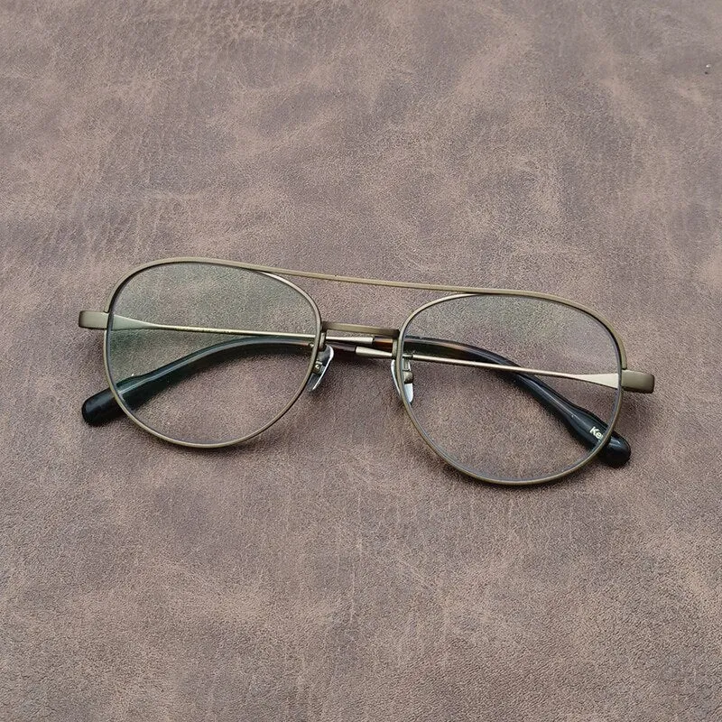 Cubojue Unisex Full Rim Oval Double Bridge Titanium Hyperopic Reading Glasses