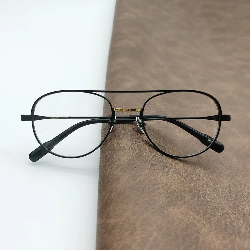 Cubojue Unisex Full Rim Oval Double Bridge Titanium Hyperopic Reading Glasses