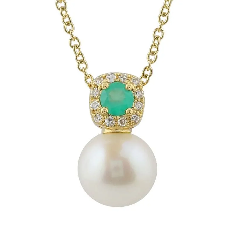Cushion Gemstone Pearl Drop Studs
